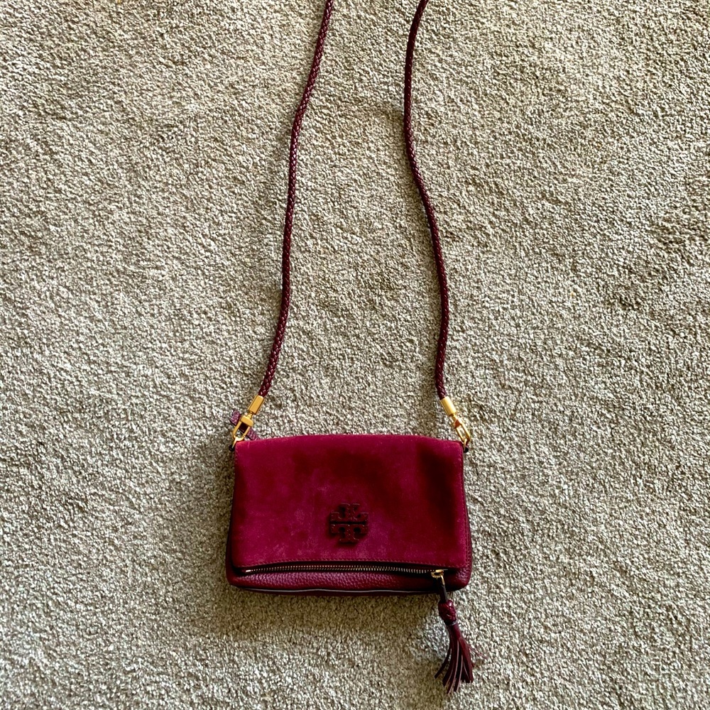 Maroon Tory Burch shoulder bag